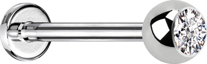 Actual product image Star Piercing Micro Threadless Labret silver with ball crystal silver (without brass, Surgical steel 316L)