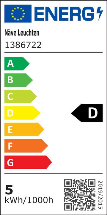 Label énergétique Näve Applique LED Trevor noir H : 62cm (784 lm)