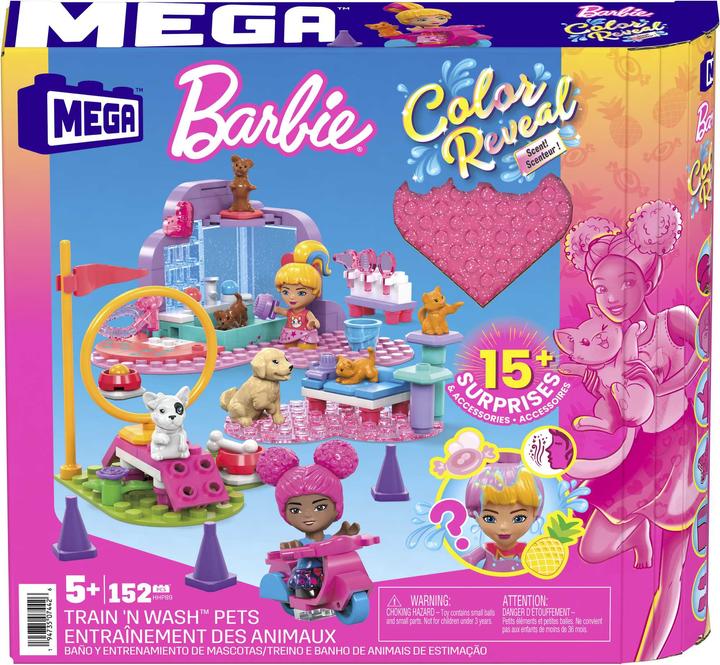 Actual product image Mega Construx Barbie Color Reveal Train "n Wash Pets