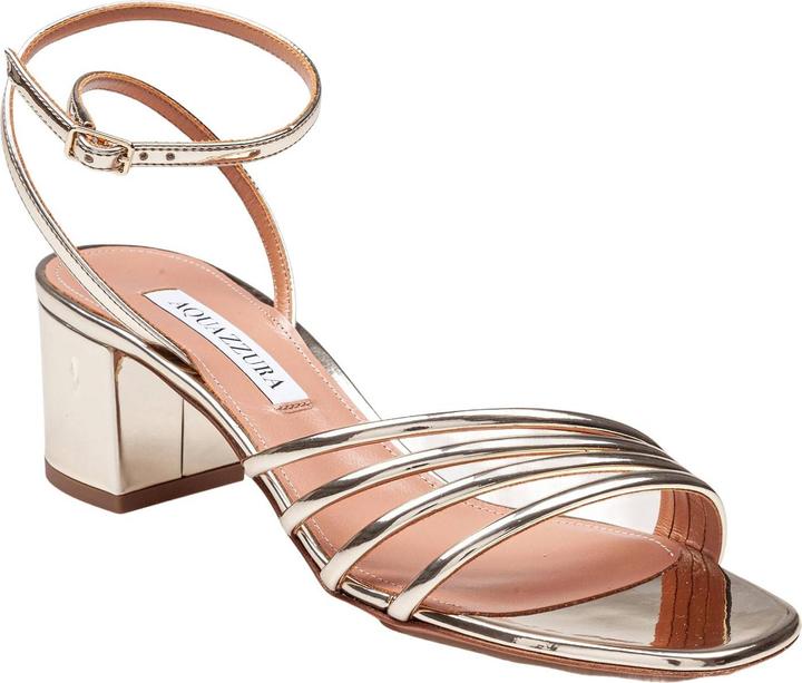 Actual product image Aquazzura latour sandal 50 in laminated leather color light gold (50)