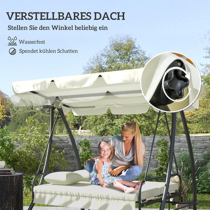 Produktbild Outsunny Hollywoodschaukel Metall, Polyester Cremeweiss