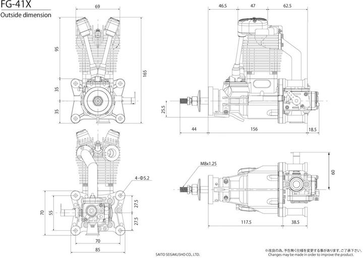 Produktbild Saito FG-41X Benzin 4T-Motor mit elekt. Zündung