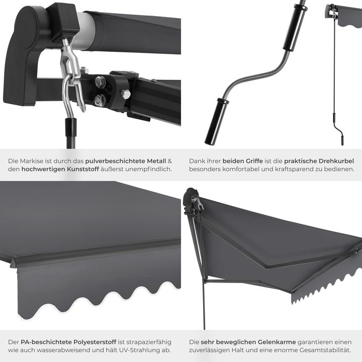 Actual product image tectake Jointed arm awning Ornella with wall bracket (2.50 m)