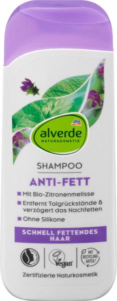 Actual product image dm alverde Shampoo Anti Fett Bio-Brennnessel, Bio-Zitronenmelisse (200 ml, Liquid shampoo)