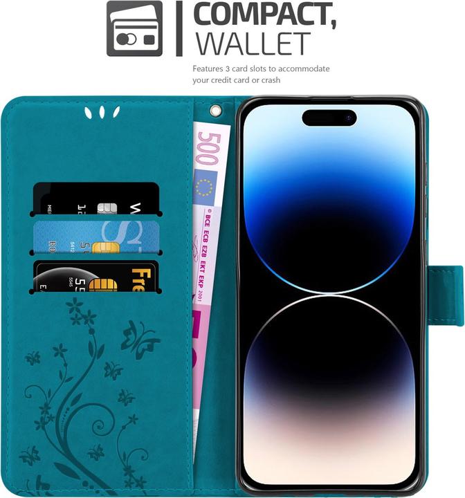 Actual product image Cadorabo Cover for Apple iPhone 14 PRO MAX in Flower Book Style (Apple iPhone 14 Pro Max)