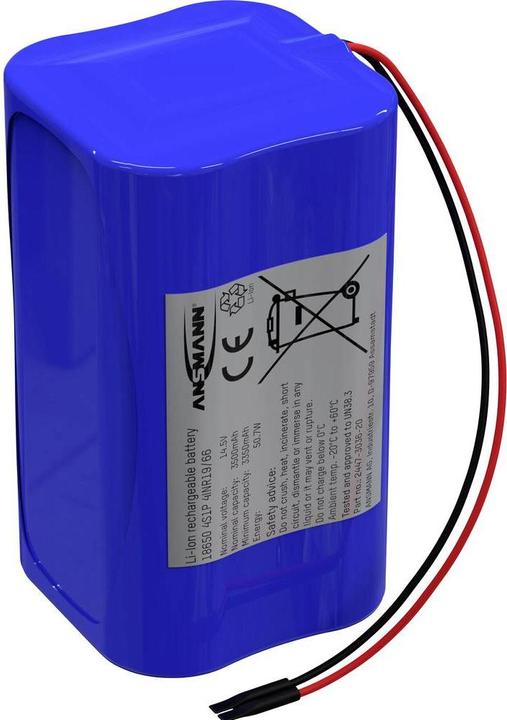 Ansmann 4S1P Akkupack 4x 18650 Kabel Li-Ion 14.4 V 3500 mAh (1 Stk., 18650, 3500 mAh)