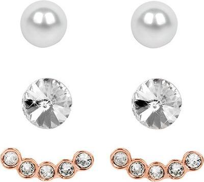 Levien Earrings Set Ear Cuff Rose Gold Crystal White