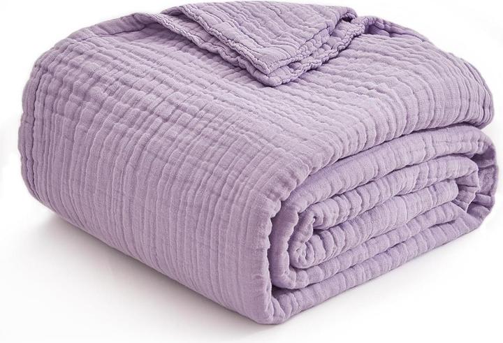 Milkii 6-lagige Musselin Decke, 180x140 cm - Staublila (180 x 140 cm)