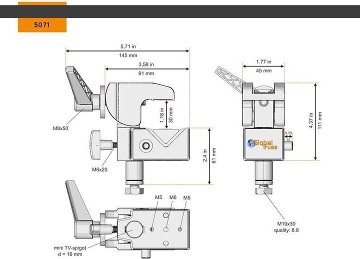 Immagine prodotto Global Truss Clamp 13-55/45/15 schwarz