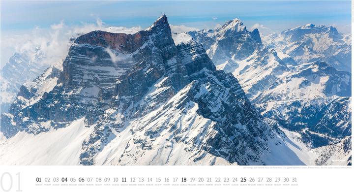 Produktbild Luftbildkalender Dolomiten 2026 (Harter Einband, Deutsch, Französisch, Englisch, Italienisch)
