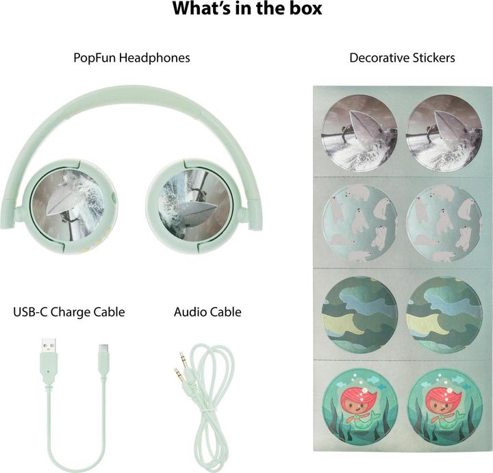 Actual product image Buddyphones kids headphones wireless POPFun (Green)