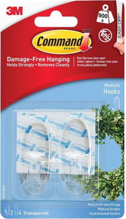 3M Command Clear Hooks mit durchsichtigen Streifen