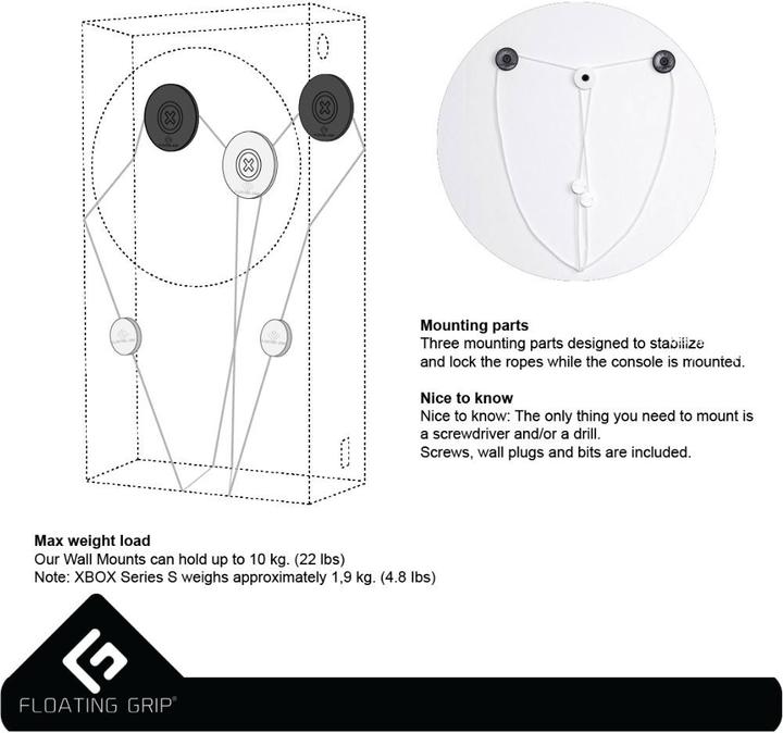 Actual product image Floating Grip Xbox Series S Wall Mount White (Xbox Series S)