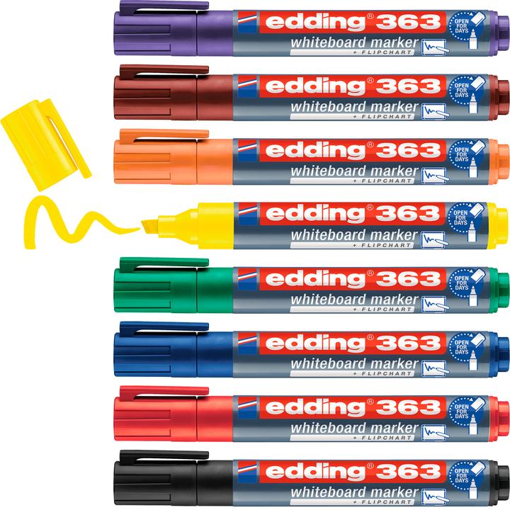 Produktbild Edding 363 Marker (Orange, Gelb, Violett, Grün, Schwarz, Rot, Braun, 5 mm, 8 x)