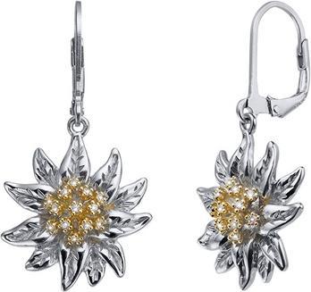 Crystalp Sparkly Silver Edelweiss Earrings with Crystals 40552.S
