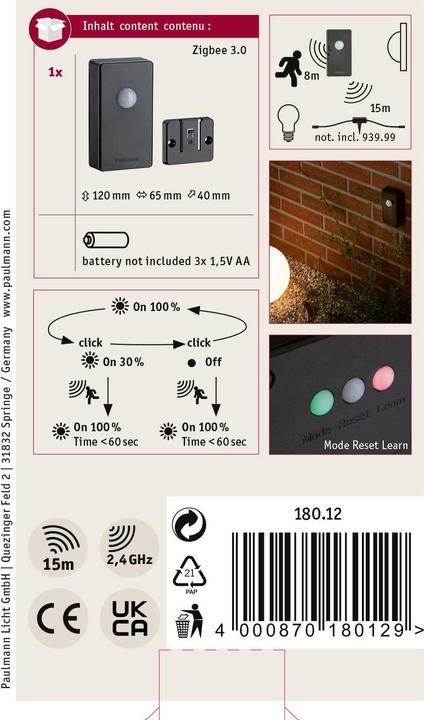 Produktbild Paulmann Outdoor Plug & Shine Twilight Sensor Zigbee (15.15 m)