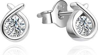 Agato Stylish silver earrings with zircons AGUP3536