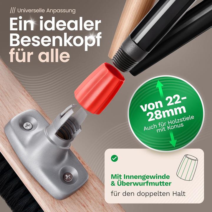 Produktbild Novaliv 2X Saalbesen 40 cm mit Stiel Borsten Rosshaarbesen Besen fein Ideal als Werkstattbesen mit S (1 Stk.)