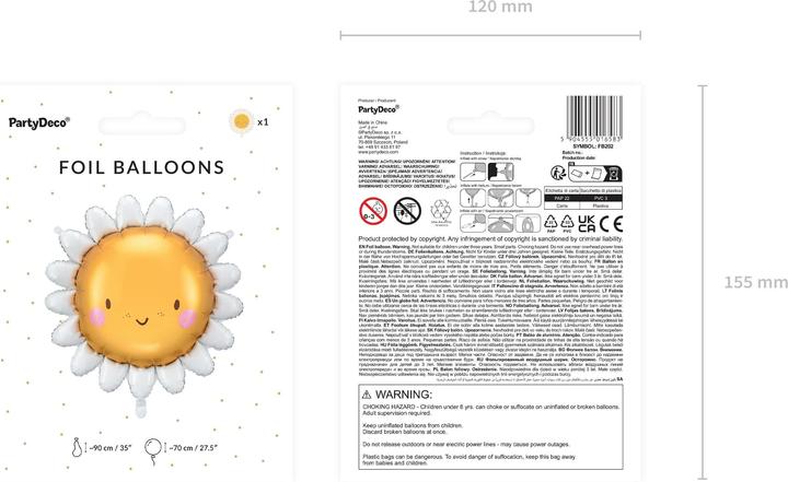 Image du produit Partydeco Foil balloon Sun, 90 cm, mix (1 pkt / 1 pc.) (1 x)