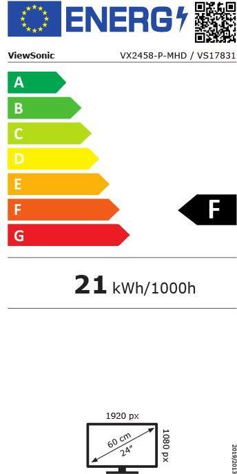 Label énergétique Viewsonic VX2458-P-MHD (24", Full HD) (1920 x 1080 pixels, 24")