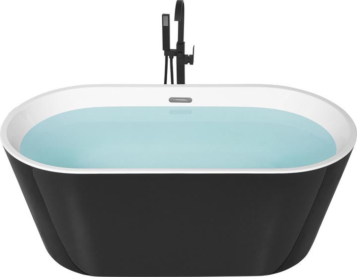 Produktbild Beliani Badewanne freistehend schwarz-weiss oval 160 x 80 cm HAVANA (230 l, 80 cm, 160 cm)