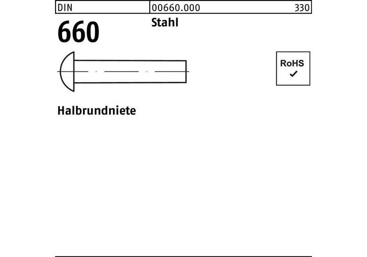 Image du produit Rivets demi-ronds DIN 660 5 x 22 Acier