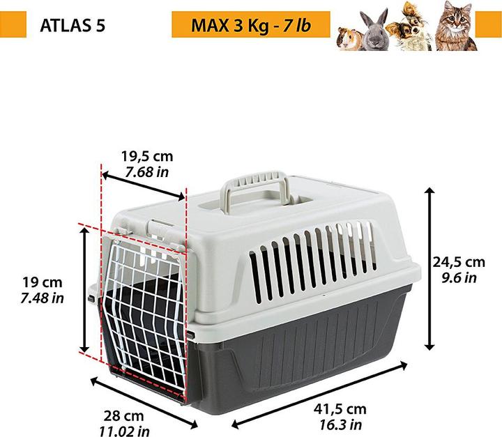 Produktbild Ferplast Atlas 5 pet carrier - gray (Katze, Hund, Waschbar)