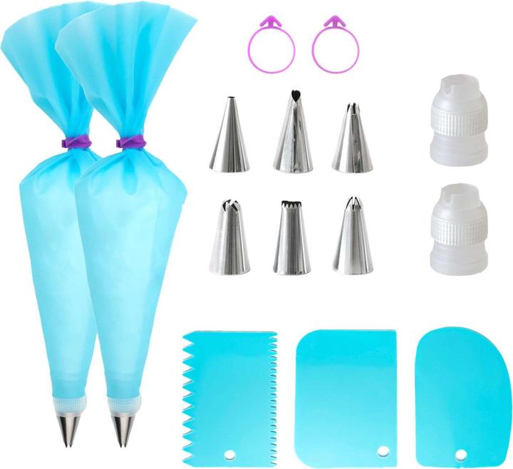 Intirilife Spritzbeutel mit Edelstahl Tüllen (15-teiliges Set) (Spritzbeutel Set)