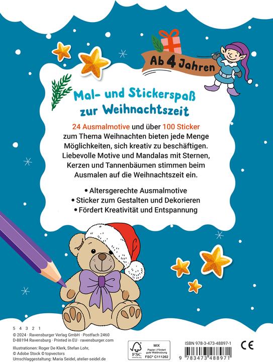 Immagine prodotto Ravensburger Il mio libro di Natale preferito da colorare con adesivi da 4