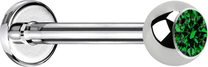 Star Piercing Micro Labret silber mit Kugel Kristall grün (ohne Messing, Chirurgenstahl 316L)