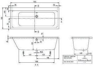 Produktbild Villeroy & Boch Rechteckbadewanne Subway 70 x 160 cm alpinwei glatt UBA167SUB2V-01 (195 l, 160 cm, 70 cm)