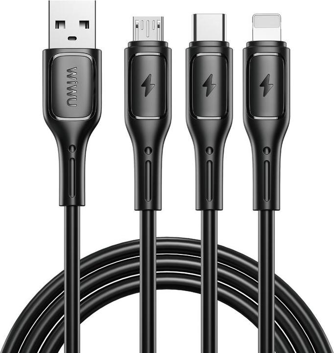 Wiwu Starlink Series 3.1A 3in1 cable Wi-C045E A-C+L+M Black (1 m)
