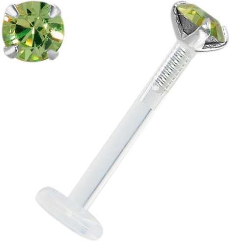 Bijouteria Piercing für Lippe/Tragus (Bioplast, Silber 925, Swarovski Kristall)