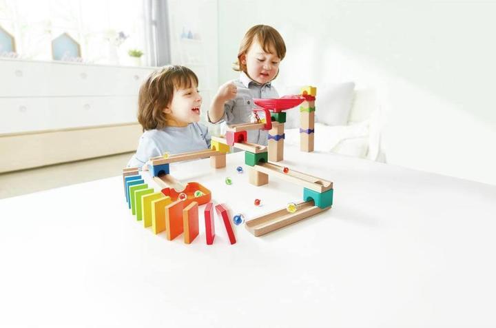 Actual product image Hape Two lane marble run with dominoes