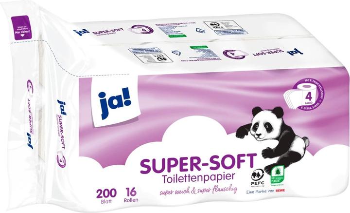 Produktbild ja! Super-Soft Toilettenpapier 4-lagig 16x200 Blatt