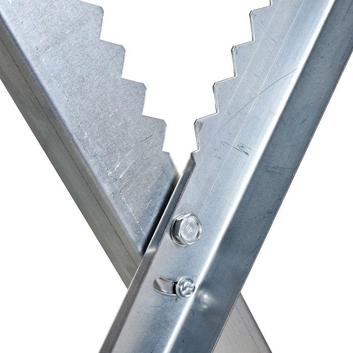 Produktbild Swisshandel24 Kettensägebock Sägebock zusammenklappbar Sägegestell für Brennholz Silber Metall 83 x 83 x 79 cm (83 cm, 83 cm)