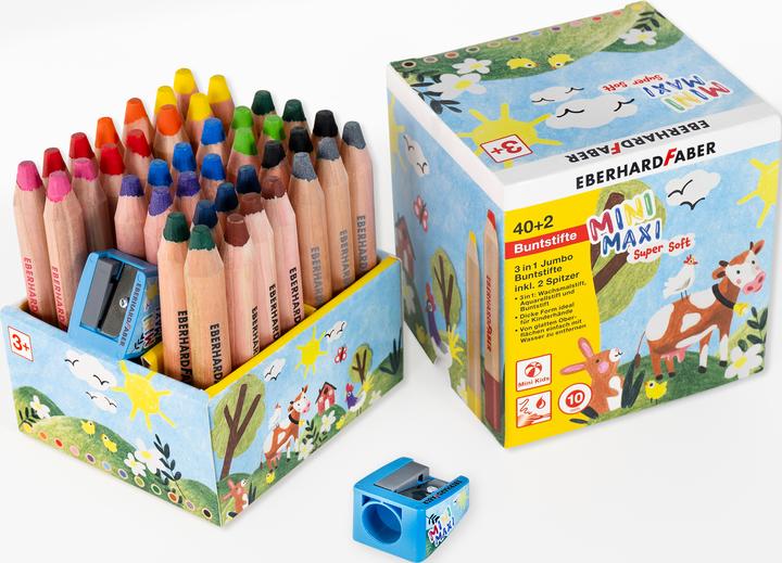Produktbild EberhardFaber Jumbo Buntstift MiniMaxi 3in1 40er Box (Mehrfarbig, 40 x)
