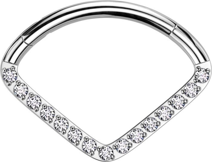 Produktbild Star Piercing Micro Segmentring klappbar silber Fächer Kristall silber (ohne Messing, Titan G23)