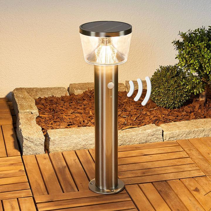 Image du produit Lindby Antje LED Cellule solaire Lampe de jardin w/capteur Acier inoxydable (400 lm, IP44)