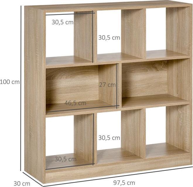 Actual product image Swisshandel24 Bookcase Shelf Standing shelf, 8 shelves, 97.5x30x100cm, oak look (97.5 x 30 x 100 cm)