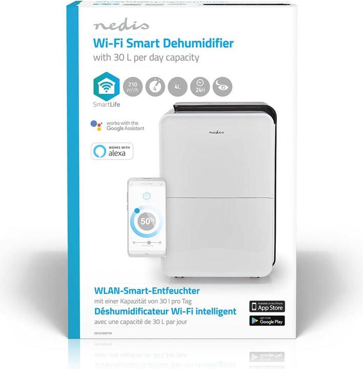 Produktbild Nedis SmartLife Luftentfeuchter | Wi-Fi | 30 l/Tag | Entfeuchtung / Kontinuierlich / Trockene wäsch (50 m², 30 l/24h)