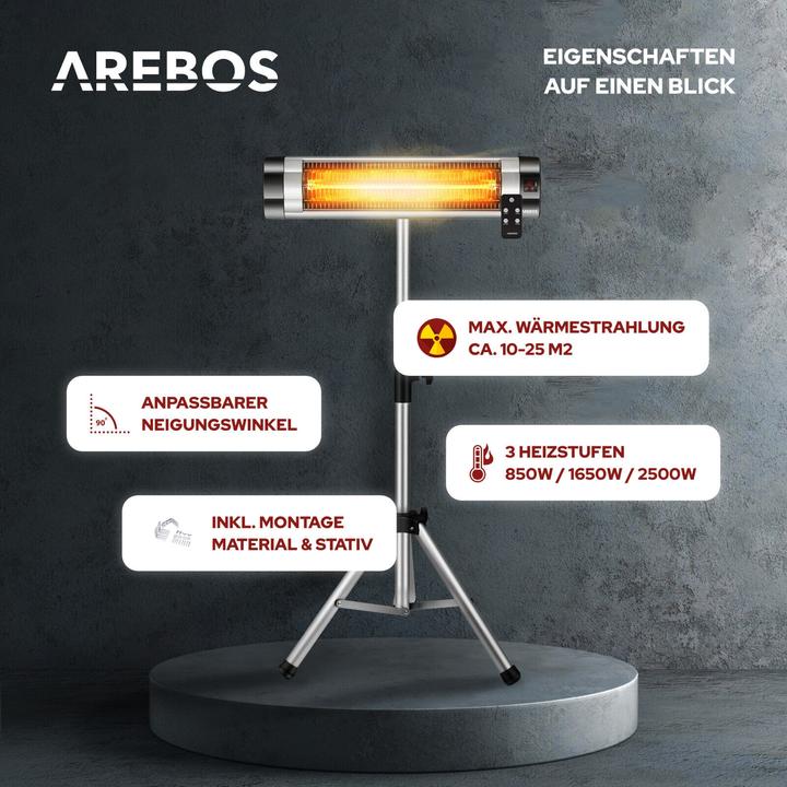 Produktbild Arebos Infrarot Heizstrahler mit Fernbedienung (2500 W)