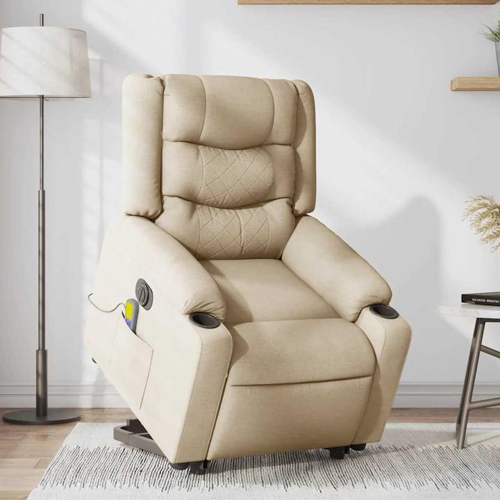 Actual product image VidaXL Electric massage chair with stand-up aid cream fabric