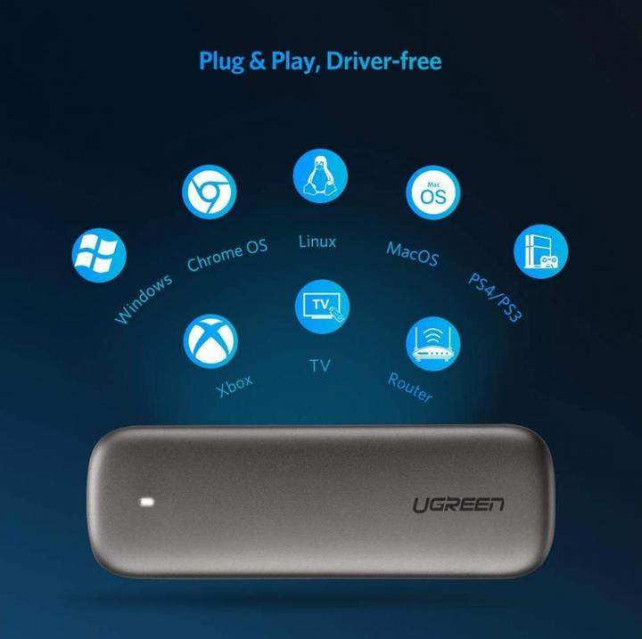 Immagine prodotto Ugreen Contenitore per M.2 NGFF SATA SSD 6 Gbit/s USB-C 3.1 Gen2 (M.2 2230, M.2 2240, M.2 2260, M.2 2242)