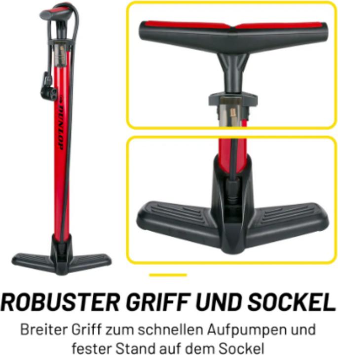 Actual product image Dunlop Bicycle floor pump black/red