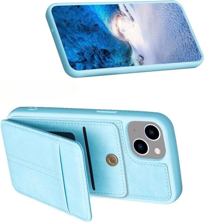 Produktbild Cover-Discount iPhone 15 Plus - Kickstand Case mit Kartenfächer blau (Apple iPhone 15 Plus)