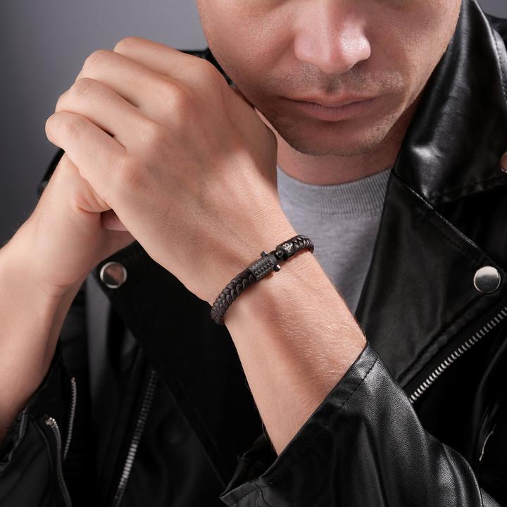 Immagine prodotto Police Bracciale Wrath (19 cm, Cuoio, Acciaio inossidabile)