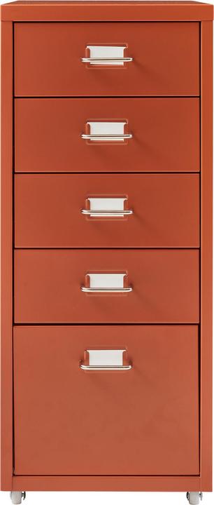 Image du produit En.Casa Rollcontainer Kökar mit 5 Schubladen 69x28x41 cm Ziegelrot (69 x 28 x 41 cm)