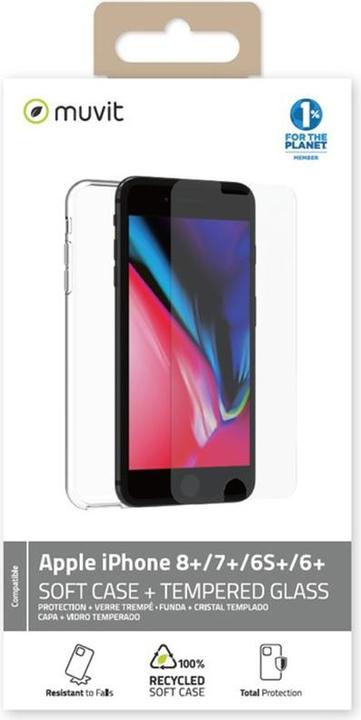 Image du produit Muvit PACK COQUE RECYCLE VERRE TREMPE IPHONE 8 /7 /6S /6 (Apple iPhone 8 Plus)