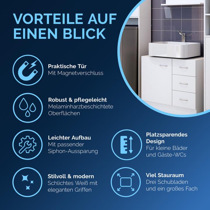 Produktbild Casaria Waschbeckenunterschrank (63 x 30 x 54 cm)